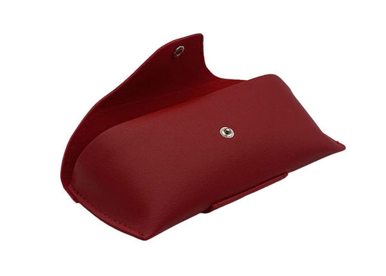 Handmade Red Leather Glasses Case With Button , Leather Sunglasses Holder