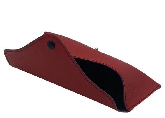 Red Custom Logo Cute Leather Eyeglass Holder With Button