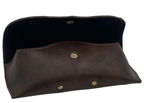 Dark Brown Luxury Leather Glasses Case , Soft Leather Sunglasses Case