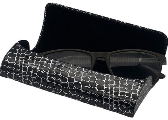 Portable Black Grid PU Leather Hard Case Glasses Case