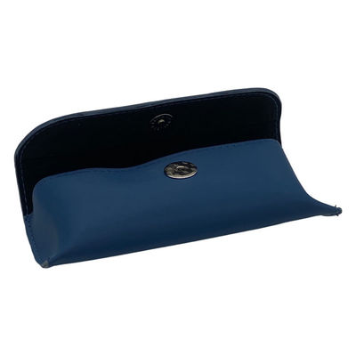 Blue Cute Nice Shaped 16.1CM Leather Glasses Case With Button