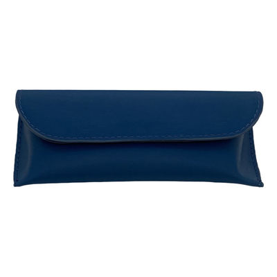 Blue Cute Nice Shaped 16.1CM Leather Glasses Case With Button