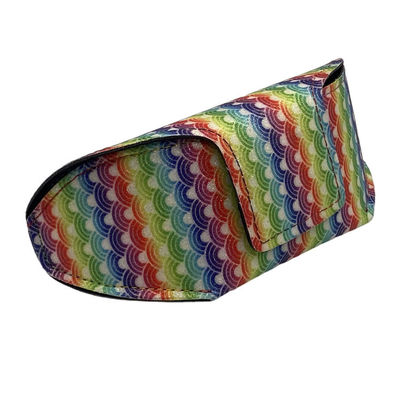 Colorful Folding Handmade Hook Loop 17.1CM Leather Eyeglass Case