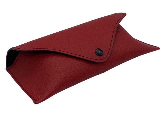 Red Custom Logo Cute Leather Eyeglass Holder With Button