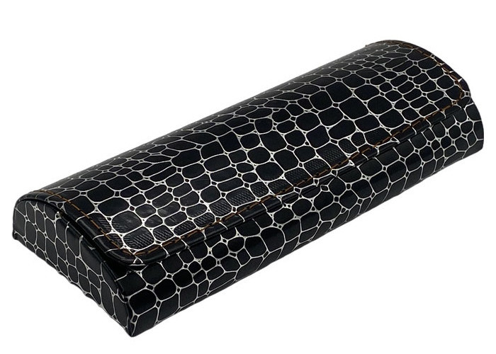 Portable Black Grid PU Leather Hard Case Glasses Case